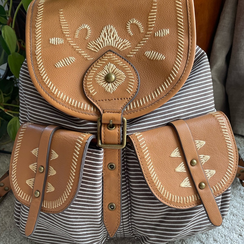 Isabella Fiore Backpack leather cloth EUC like new, pristine condition.